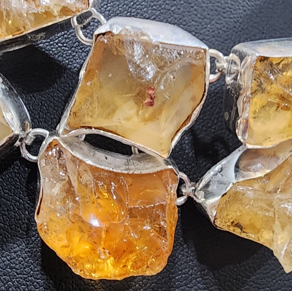 Statement Raw Citrine Gemstone Necklace, Layered Multi Stone - NWOT - Picture 2 of 3
